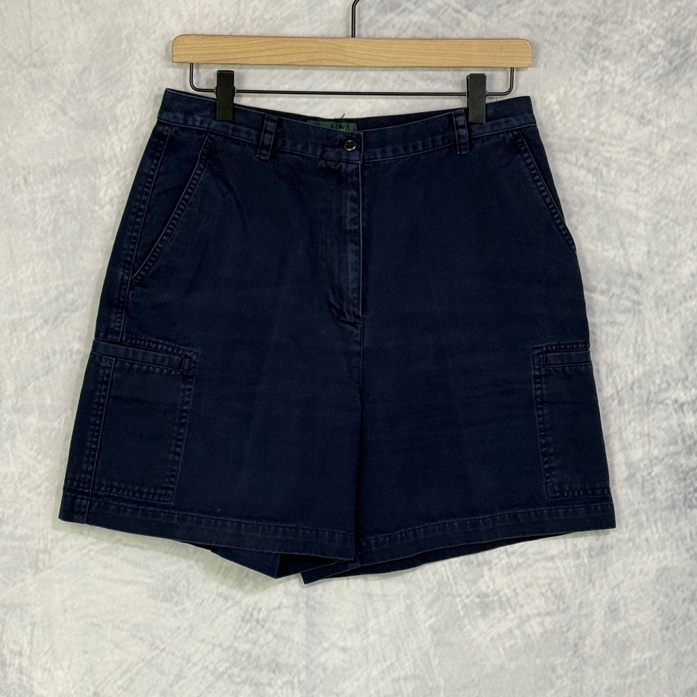 vtg Lauren Ralph Lauren Navy Blue Cargo Shorts High Rise Sz 10 preppy nautical